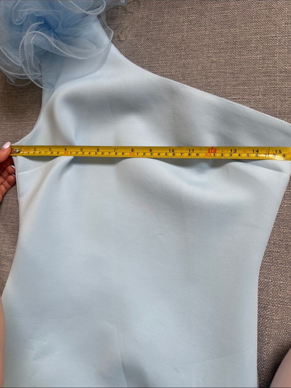 Light Blue One-Shoulder Ruffle Hem Dress - Picture 11 of 13